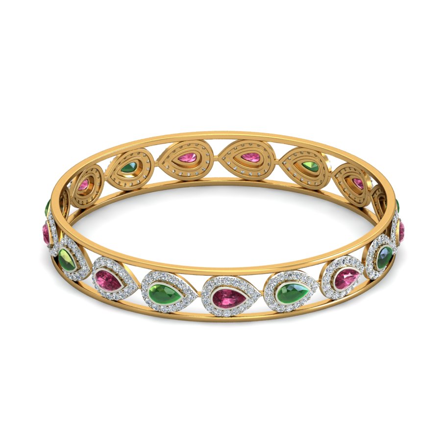 Buy 7.65Ct Natural Diamond Bangle For Woman in Yellow Gold
